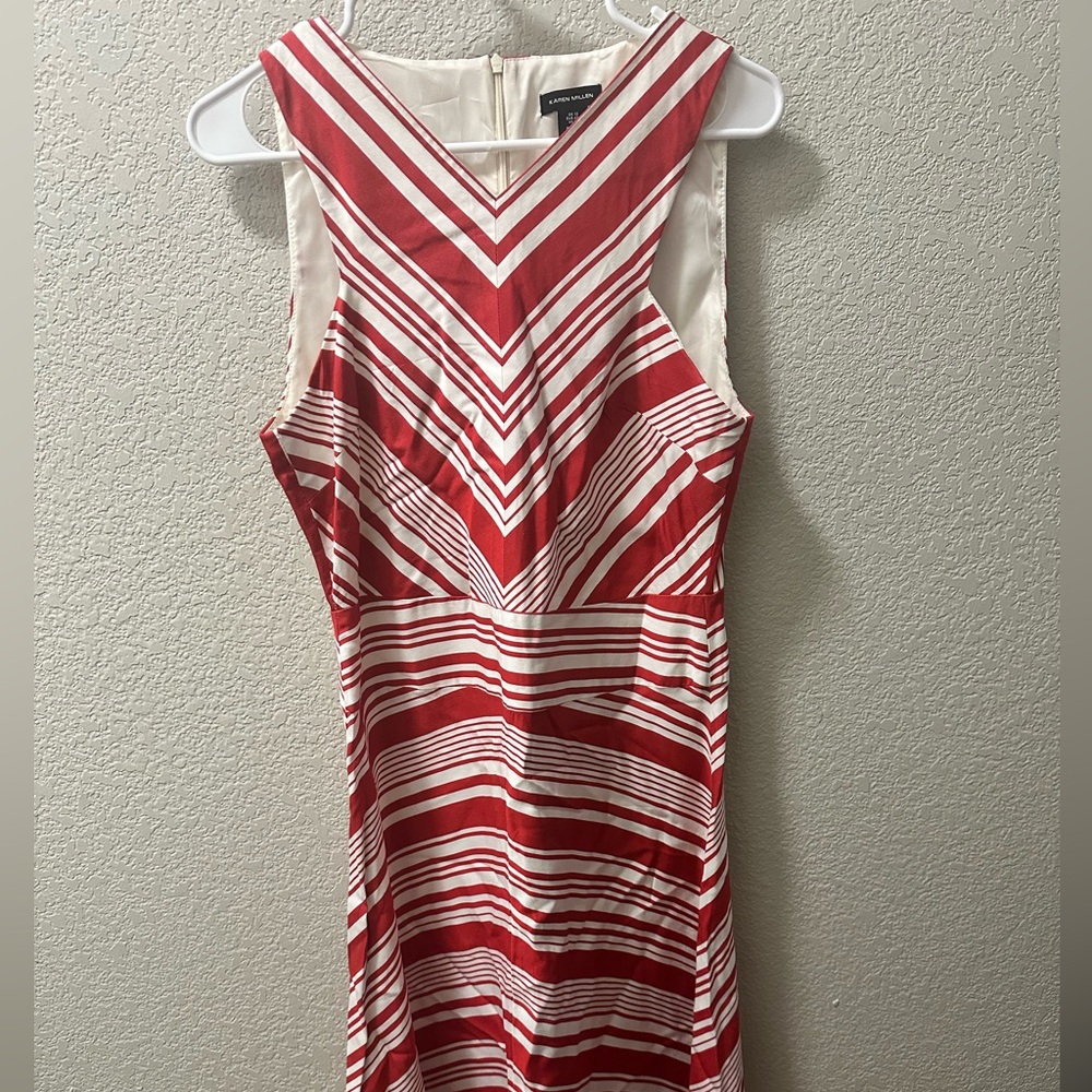 Red and White Striped Sleeveless Dress